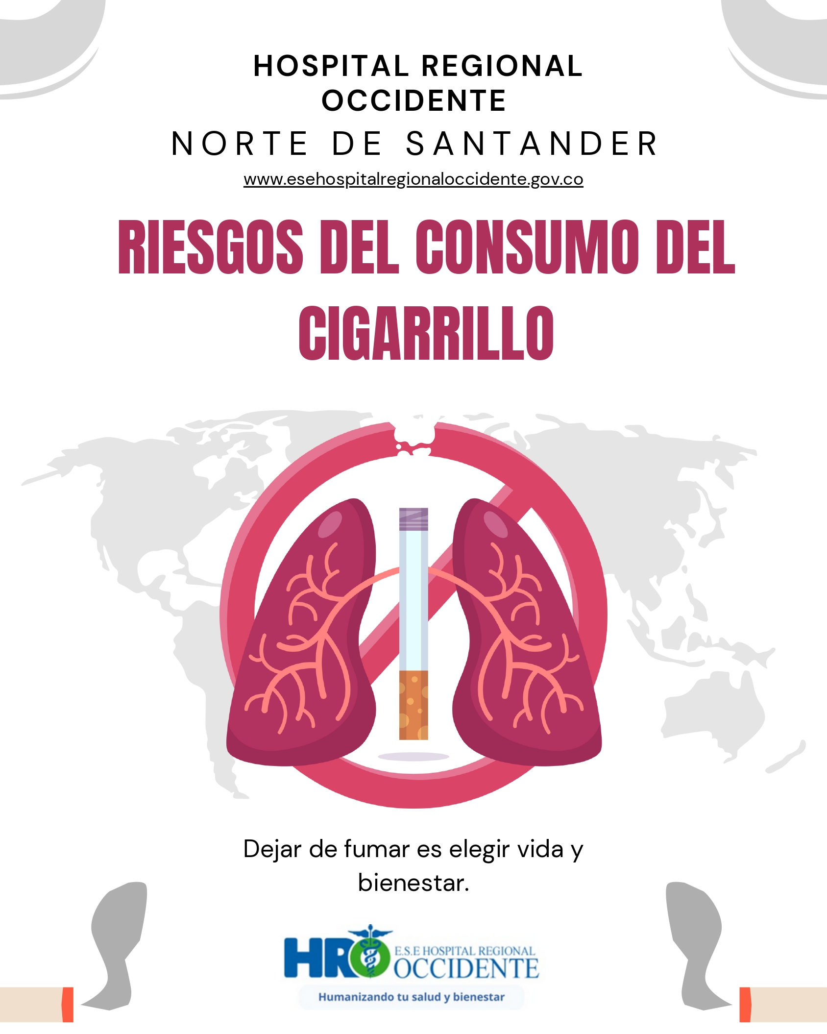 La E.S.E Hospital Regional Occidente lanza alerta educativa sobre los riesgos del consumo de cigarrillo