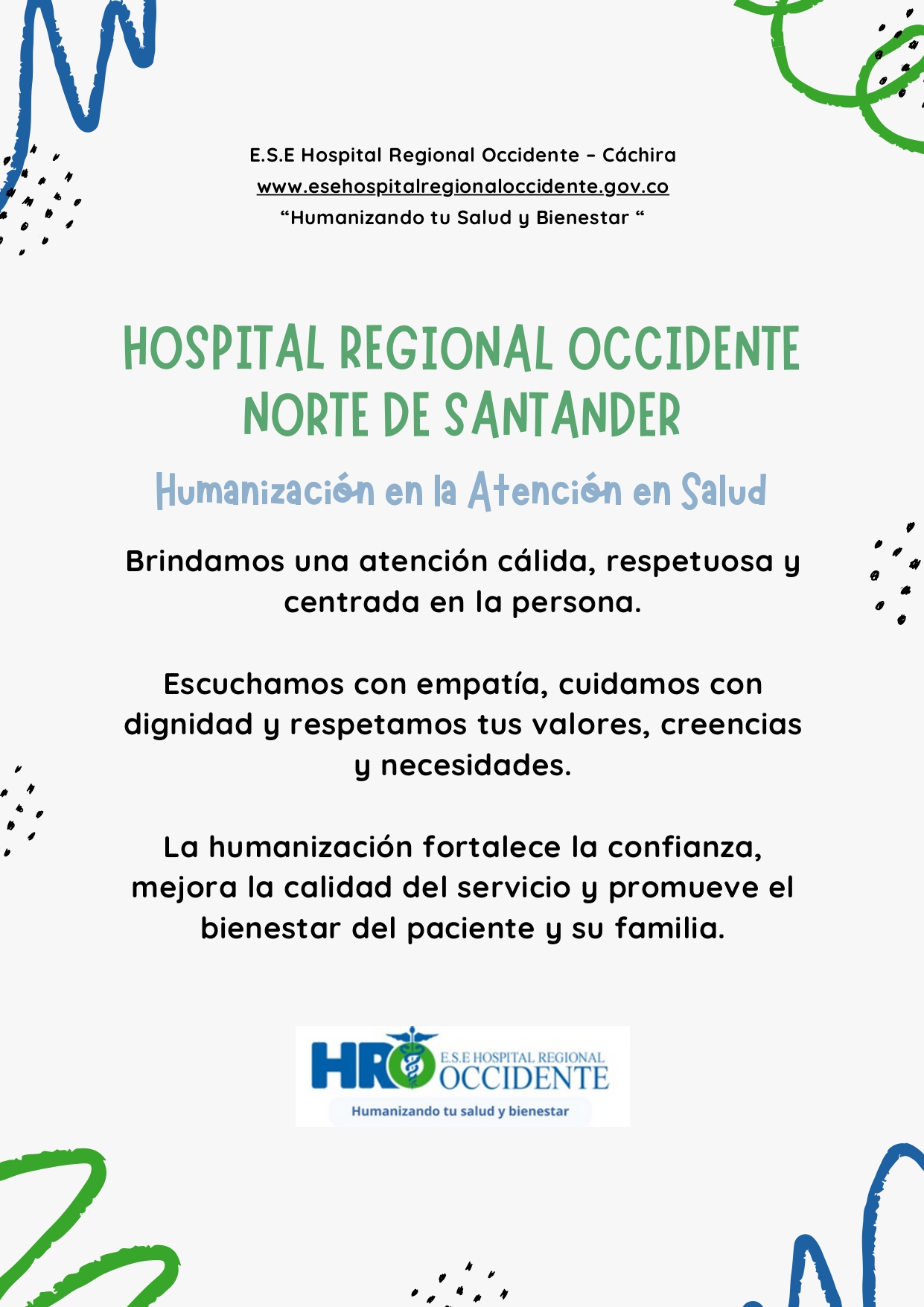 la E.S.E Hospital Regional Occidente refuerza su compromiso con la “Humanización en la Atención en Salud” en Norte de Santander