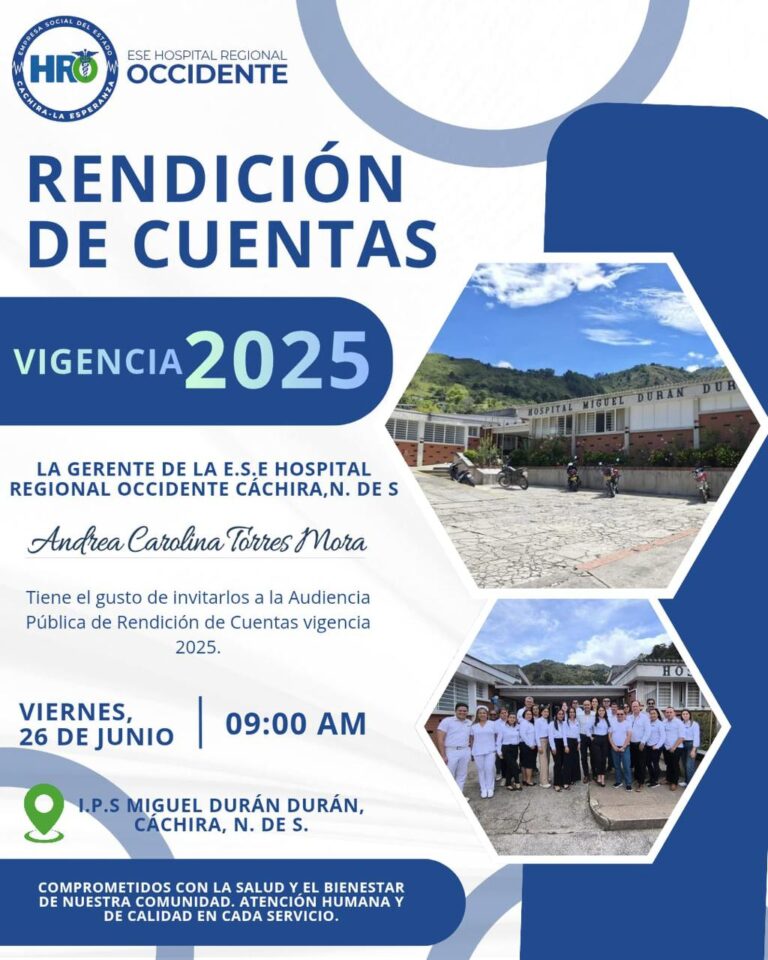 ESE Hospital Regional Occidente realizará su Rendición de Cuentas 2025 este 26 de junio